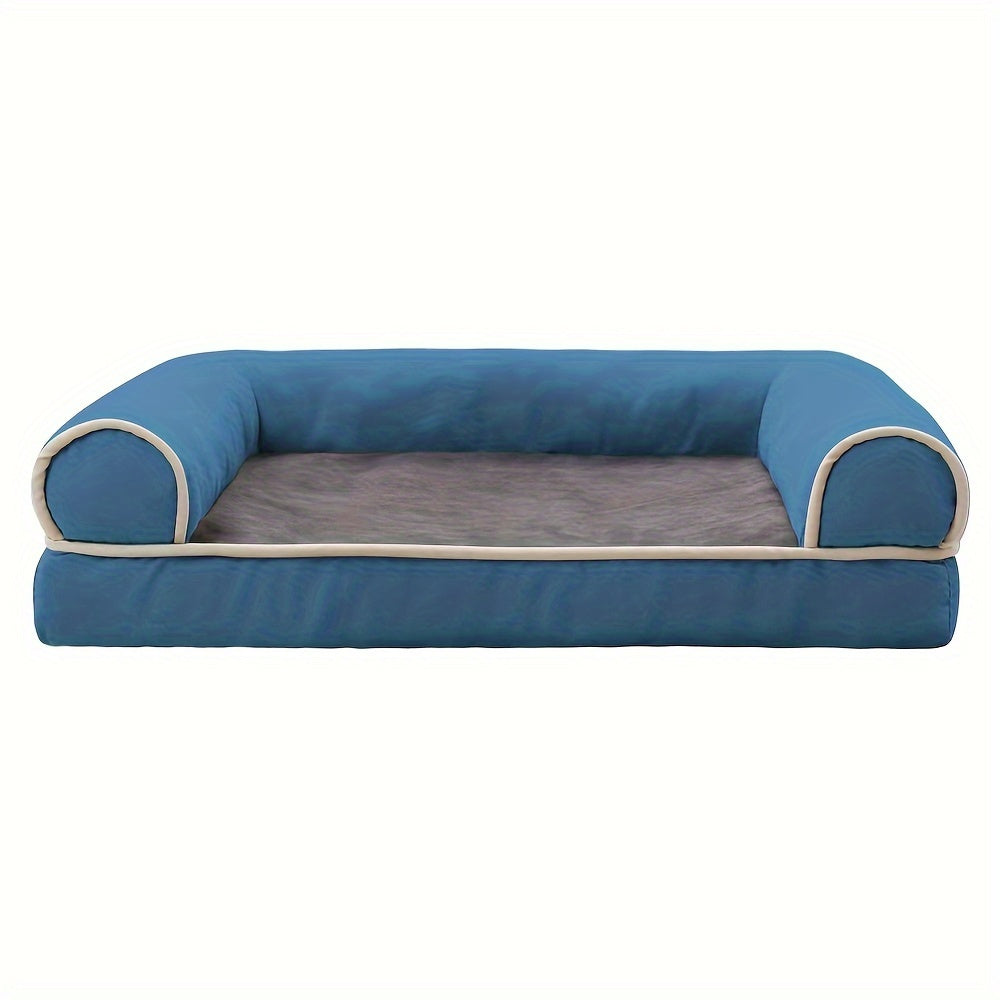 Canapé Orthopédique Gris à Mousse avec Rebord pour Chien