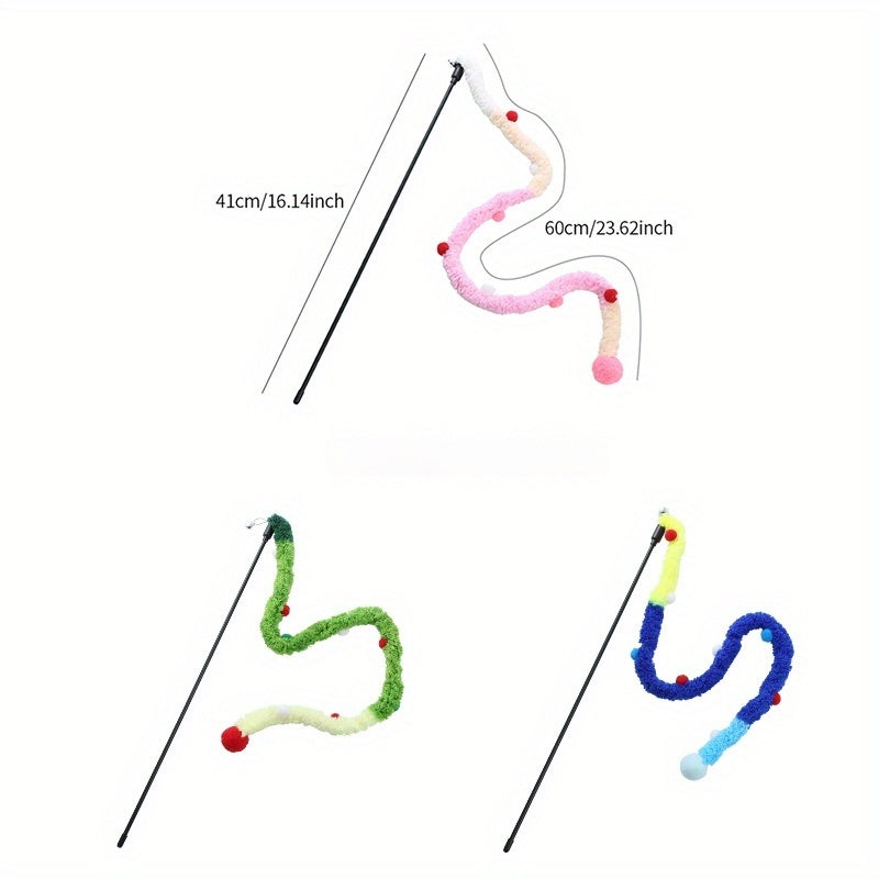Canne à Plumes Souple avec Serpent en Peluche pour Chat