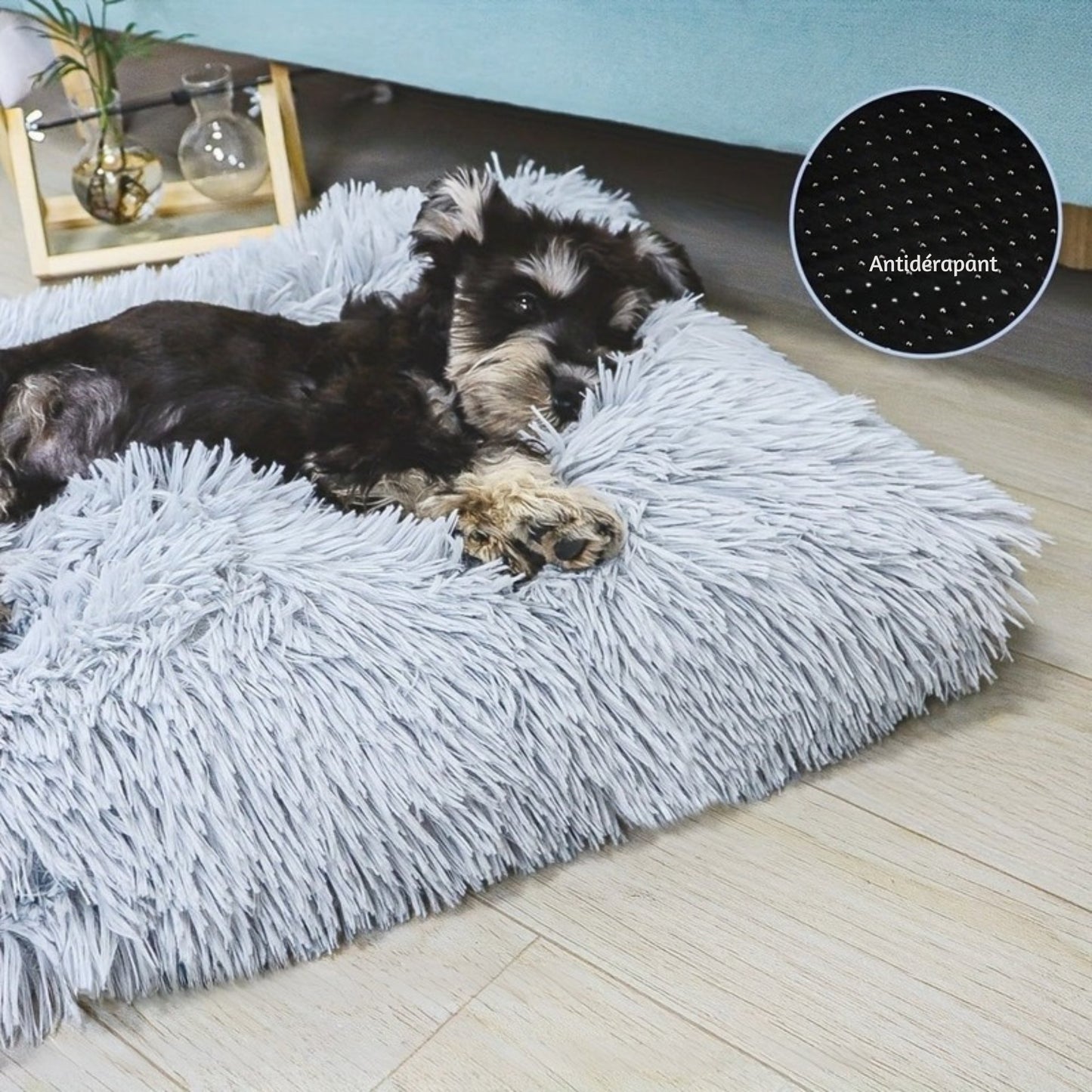 Coussin Carré en Fausse Fourrure pour Chien et Chat