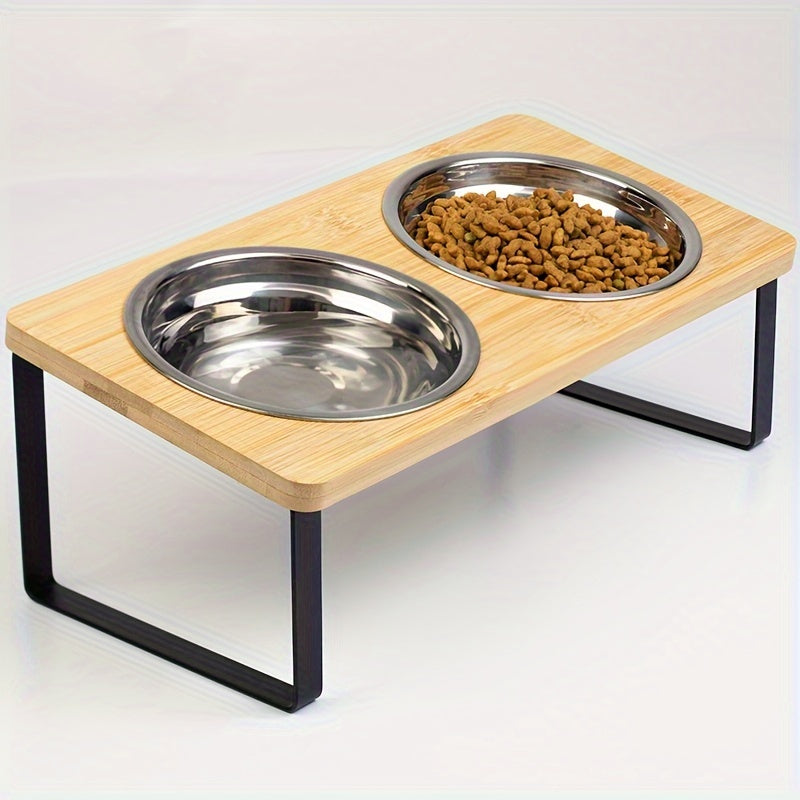 Support Élevé Double ou Triple pour Gamelles – Bois Bambou & Inox
