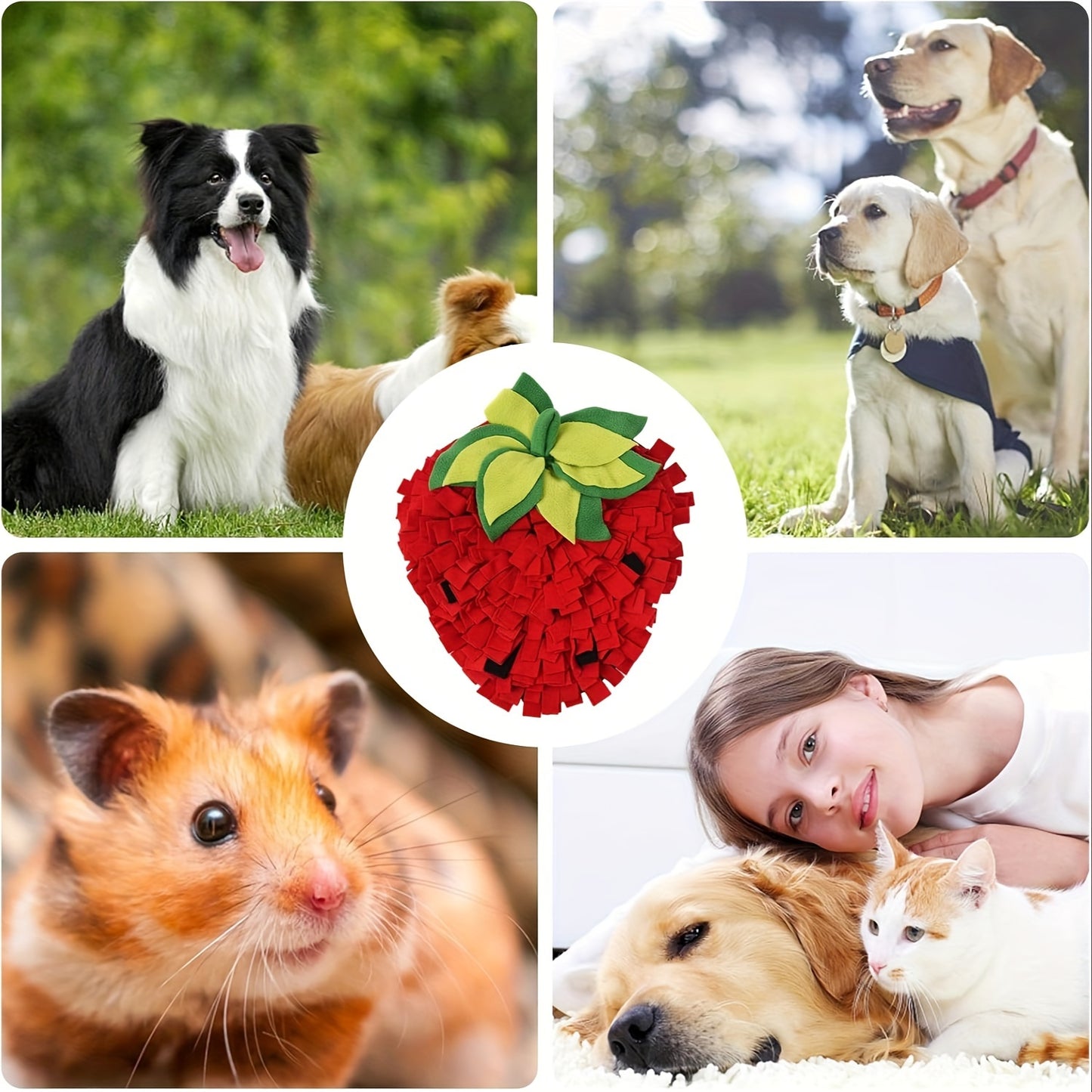 Tapis de Fouille Fraise en Polaire pour Chiens et Chats