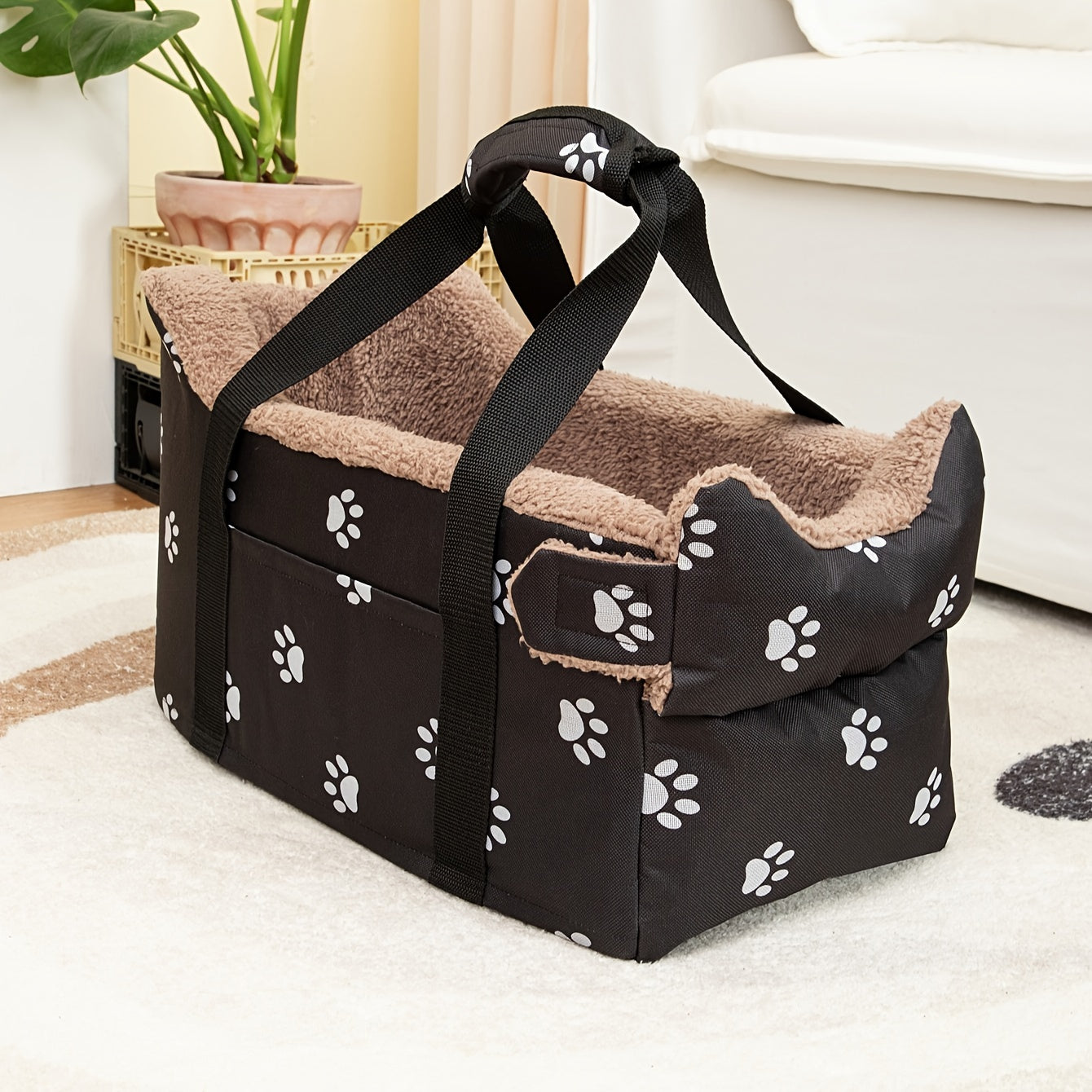 Panier auto pour petit chien avec matelas amovible