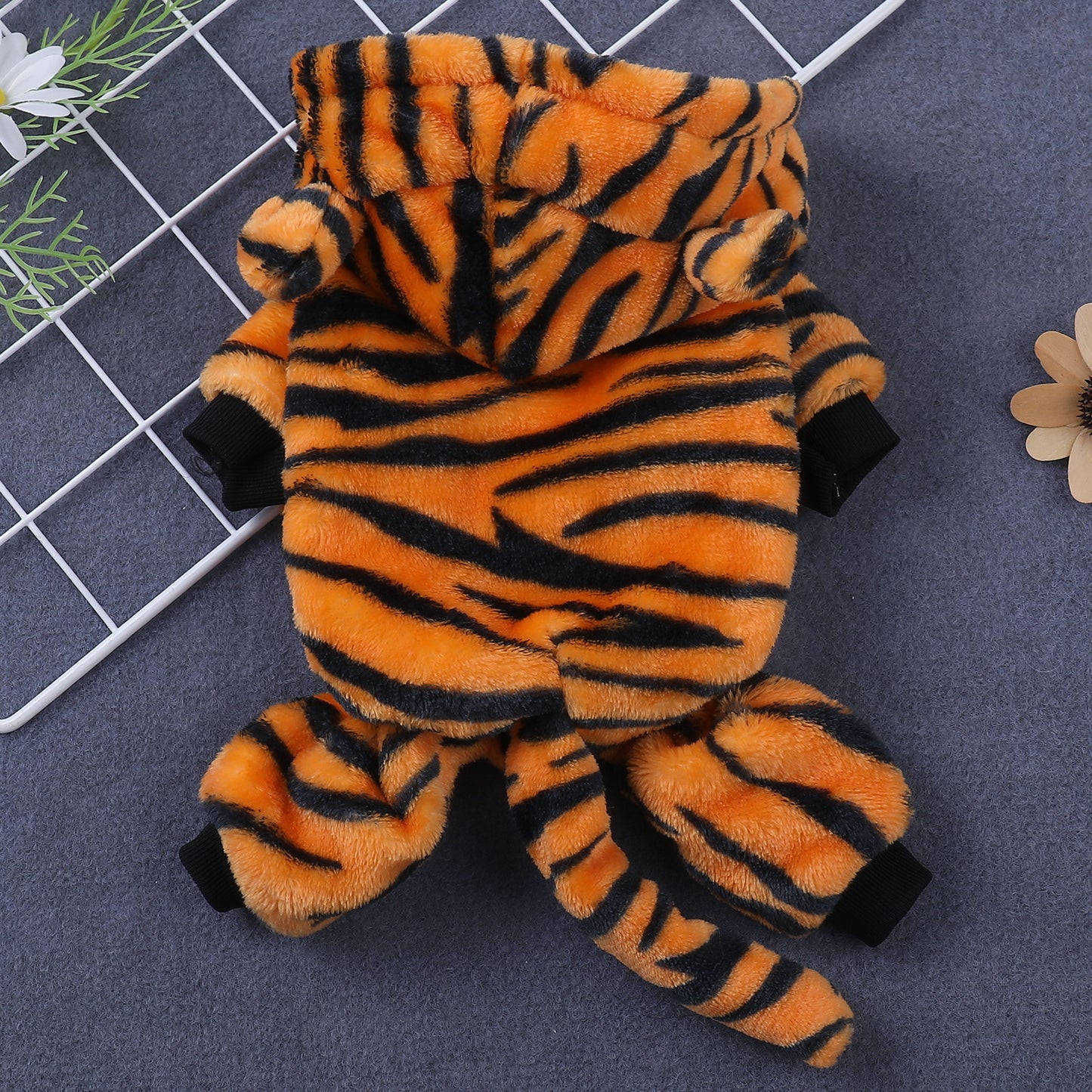 Costume Tigre Doublé pour Chiens et Chats – Combinaison Hiver à Capuche