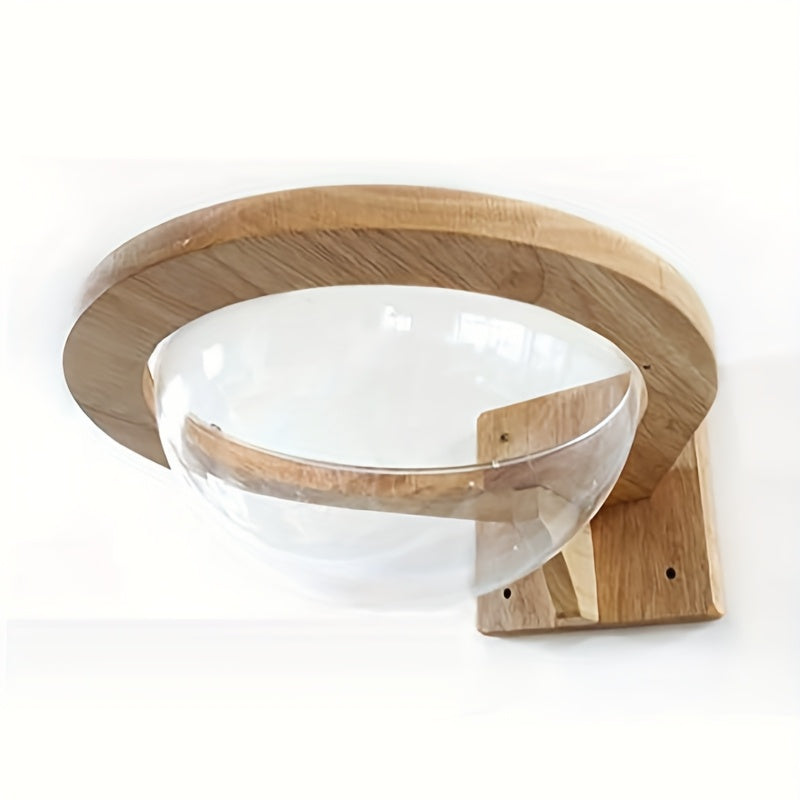 Hamac Mural en Bois avec Capsule Transparente pour Chat