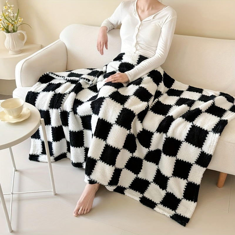 Plaid Flanelle à Carreaux Doux et Épais – Multi-Usages pour Humains et Animaux
