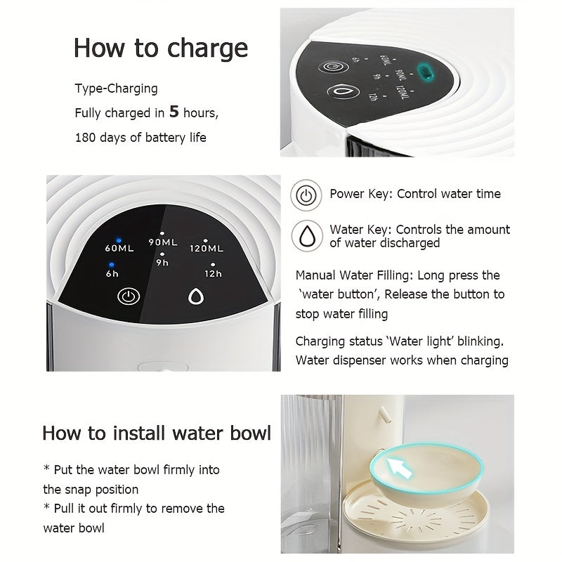 Fontaine à Eau Intelligente pour Chat – 3L avec Recharge USB et Batterie