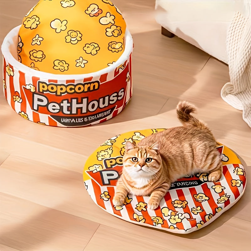 Panier Douillet pour Chats en Forme de Popcorn