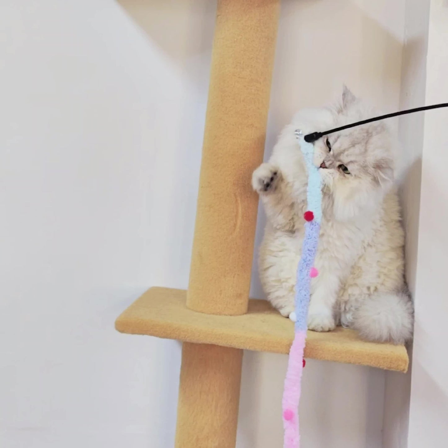 Canne à Plumes Souple avec Serpent en Peluche pour Chat