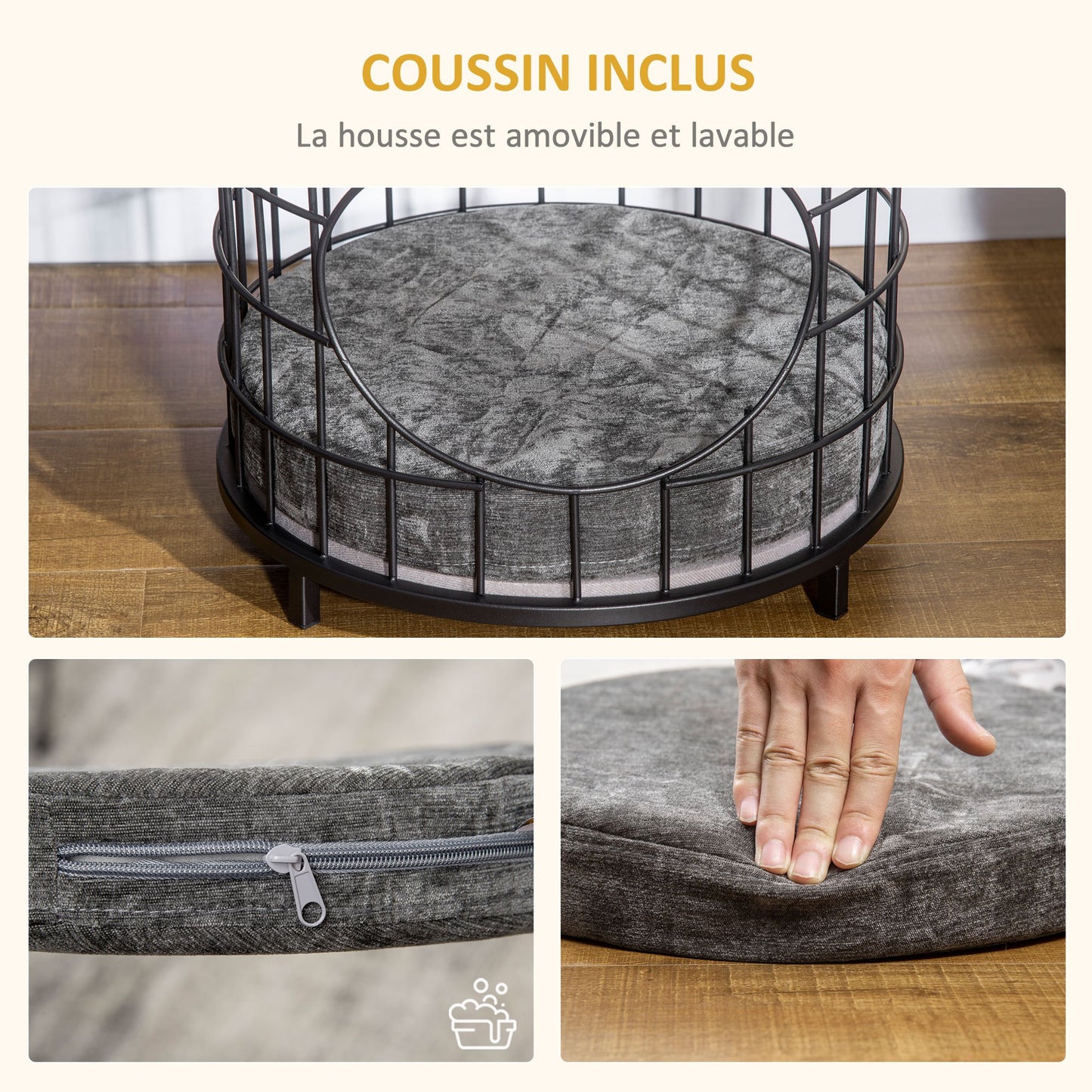 Panier et Table d’Appoint 2-en-1 pour Chats Style Contemporain