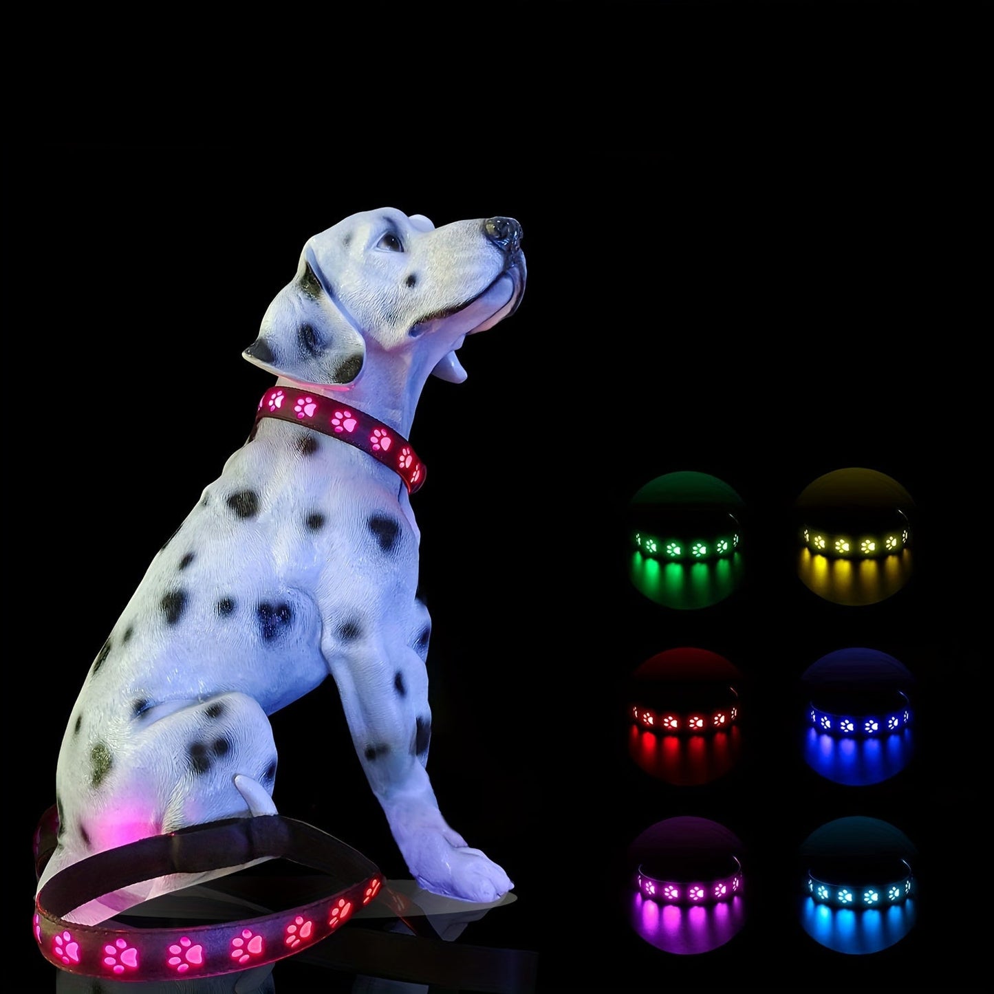 Collier lumineux à motif patte pour Chien - rechargeable par USB