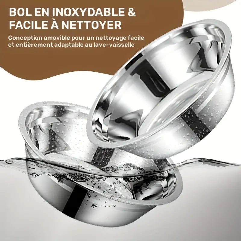 Gamelle surélevée réglable en bambou pour chien & chat