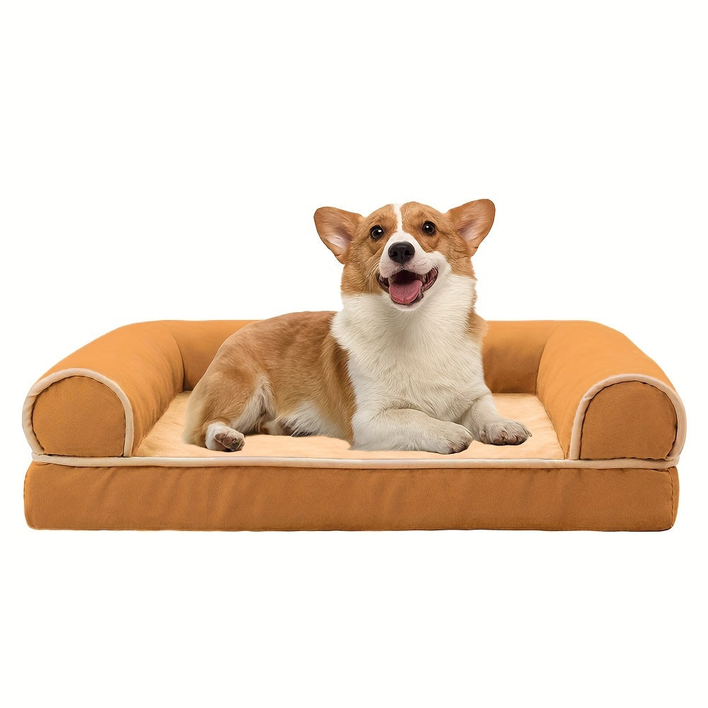 Canapé Orthopédique Gris à Mousse avec Rebord pour Chien