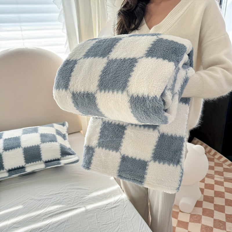 Plaid Flanelle à Carreaux Doux et Épais – Multi-Usages pour Humains et Animaux