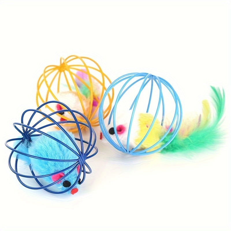 Souris Cage à Plumes pour Chat – Balle Ludique et Interactive