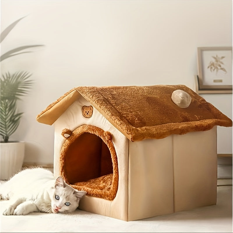 Maison en peluche style chalet pour chien et chat
