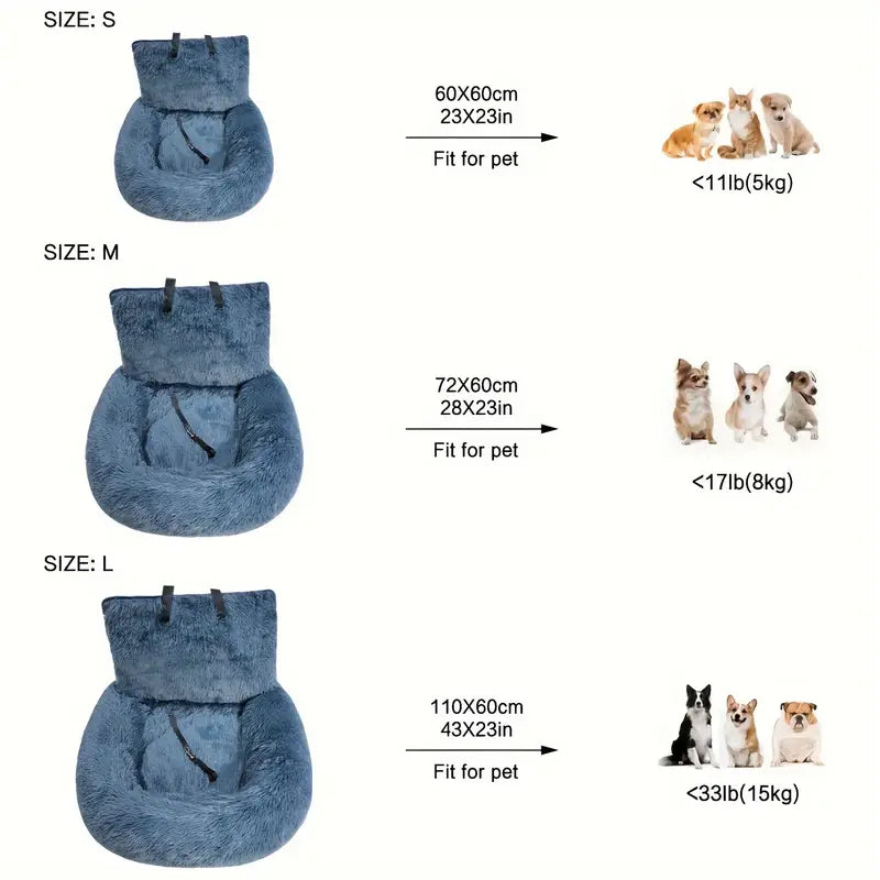 Siège Auto Douillet pour Chien – Cocoon Sécurisé en Fausse Fourrure