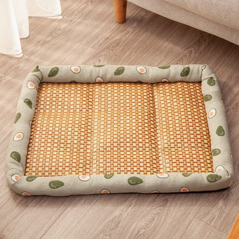 Panier Rafraîchissant Tressé Été Imprimé Cartoon pour Chien et Chat
