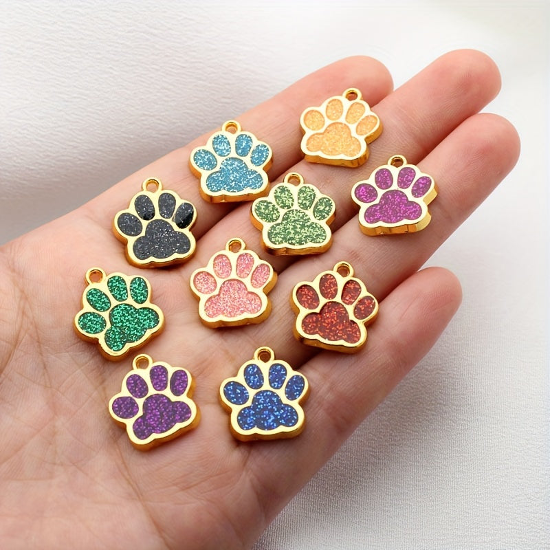 Lot de 10 Médailles Patte pour collier Chien & Chat