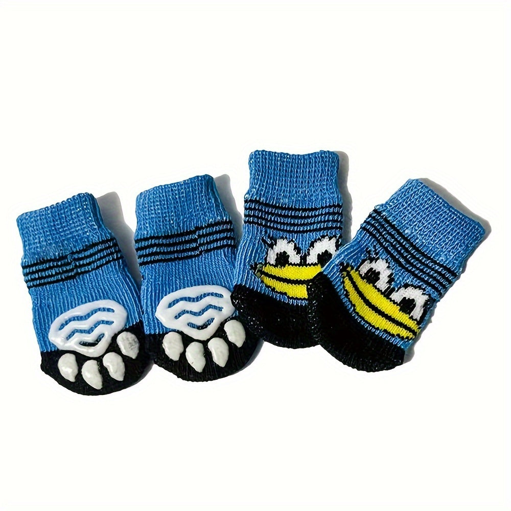 Chaussettes Antidérapantes pour Chiens et Chats – Lot de 4 Motifs Colorés