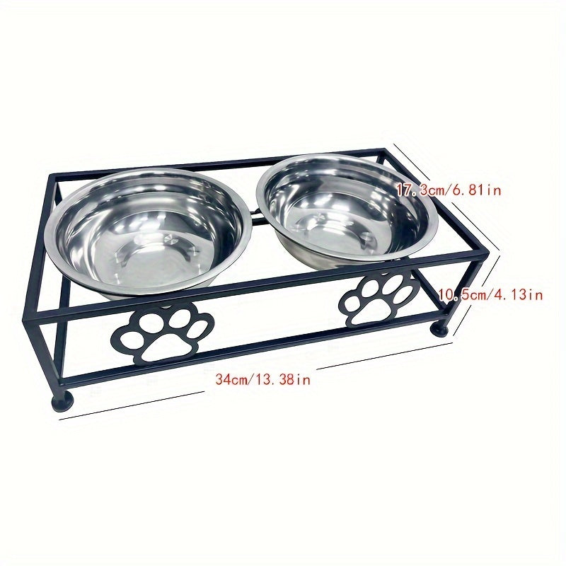 Support en fer avec doubles gamelles inox pour chien