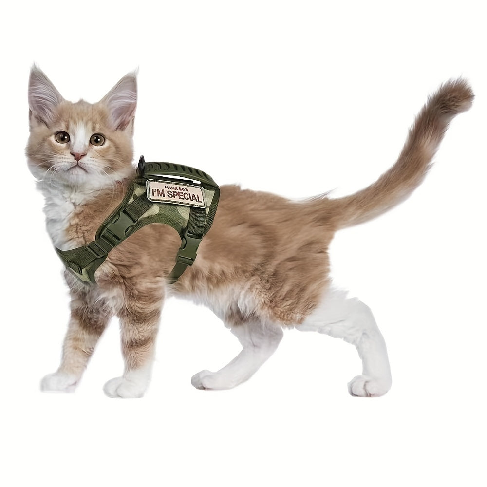 Harnais Tactique Réglable pour Chat avec Poignée de Contrôle