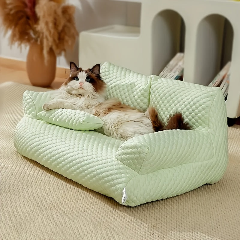 Canapé Vert Rafraîchissant en Tissu pour Chien