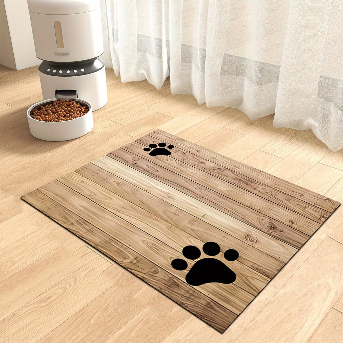 Tapis gamelle en diatomite effet bois pour chien et chat