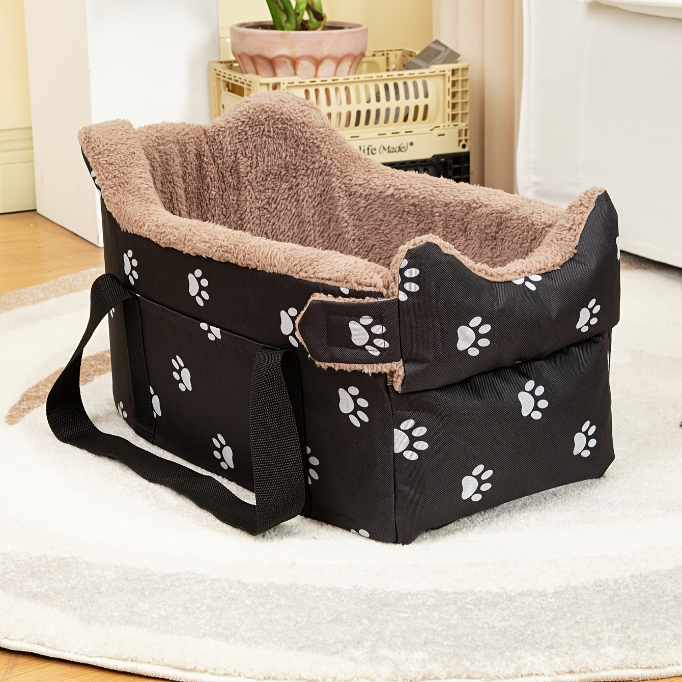 Panier auto pour petit chien avec matelas amovible