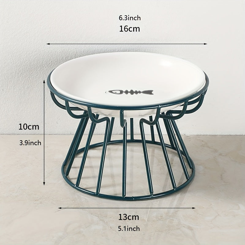 Gamelle Élevée Style Nordique – Support Métal et Bol en Céramique
