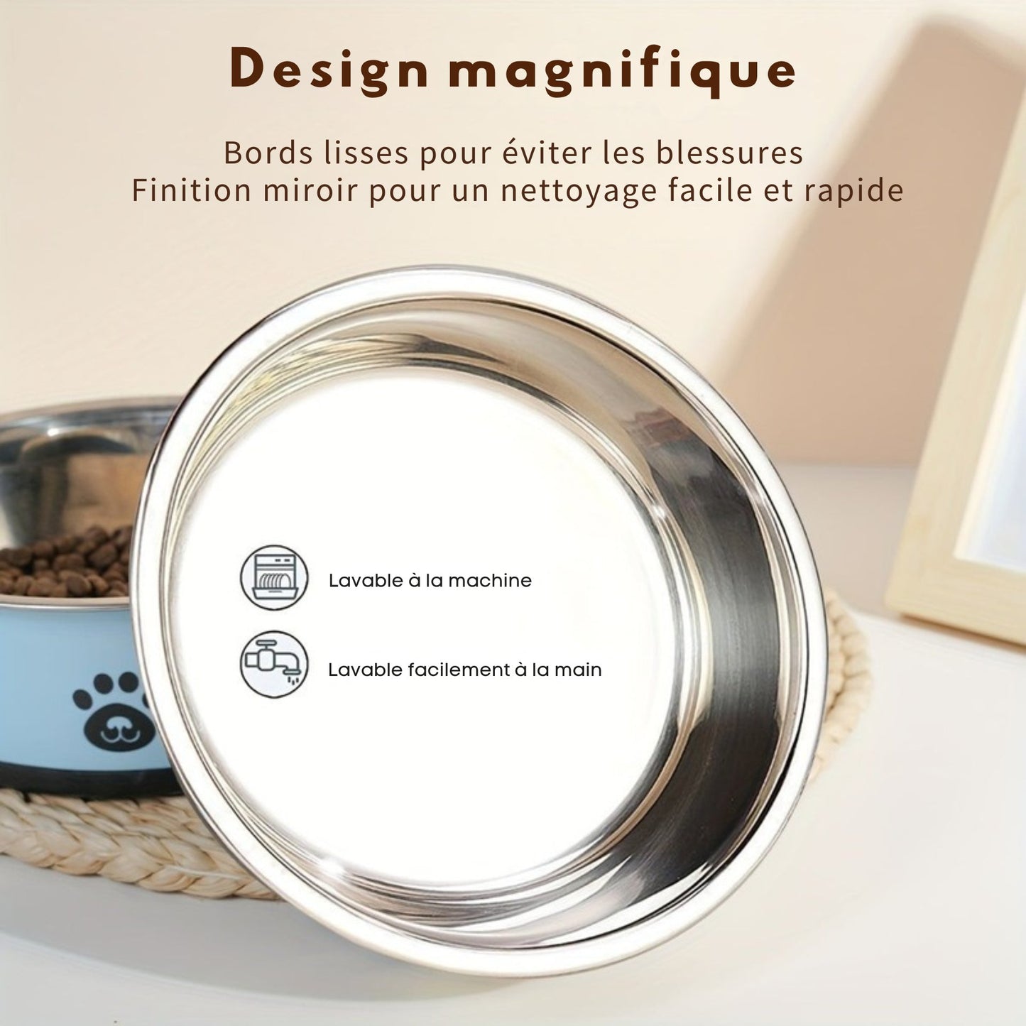 Gamelle inox antidérapante design Patte pour chien (XS à L)