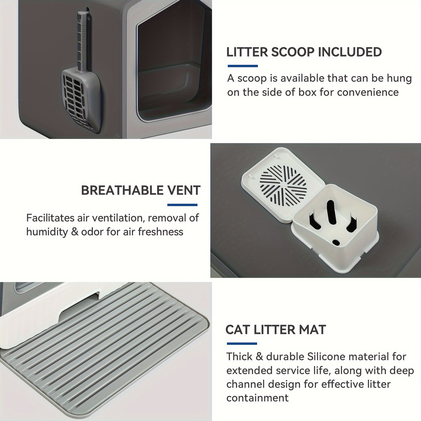Maison de Toilette Fermée en Silicone et PP avec Tapis et Pelle