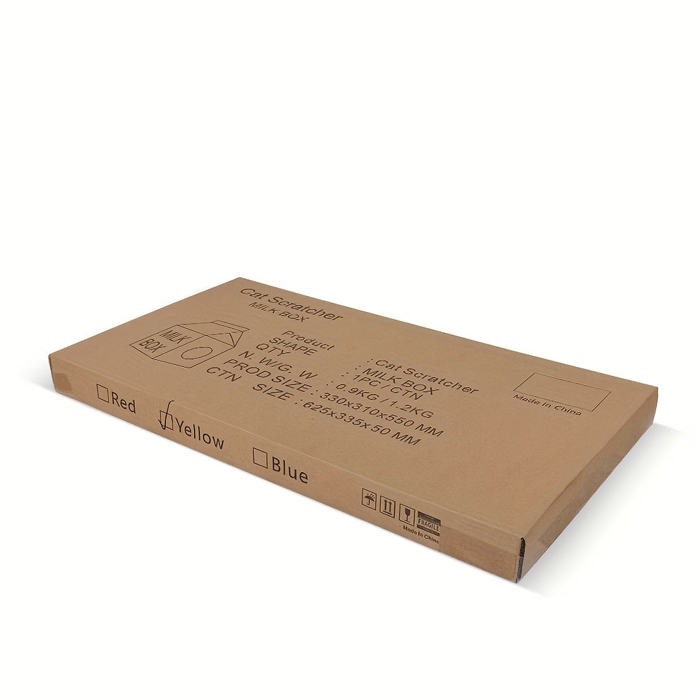 Maison en Carton "Brique de Lait Fraise" avec Griffoir pour Chat