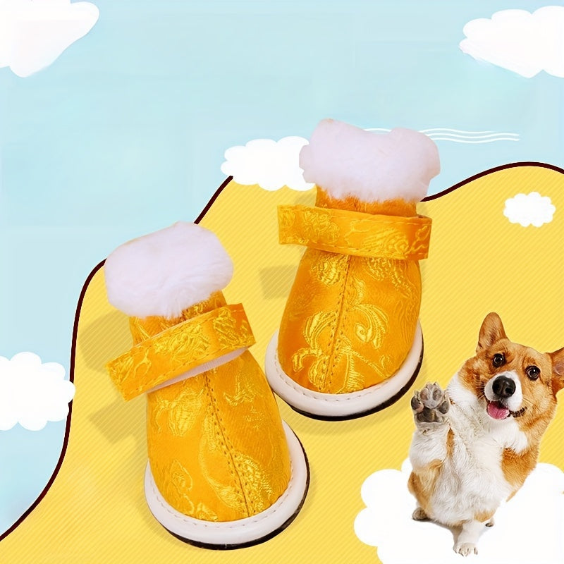 Bottines Hiver Style Tang pour Chiens et Chats – Chaussures Festives Doublées en Velours