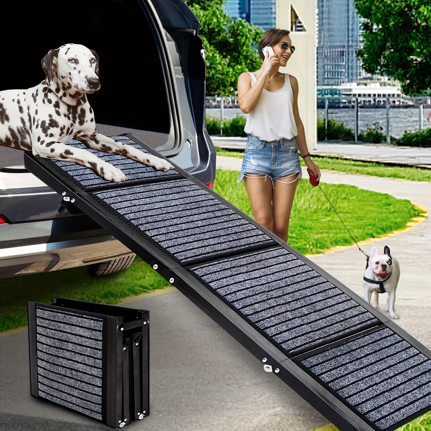 Rampe de Voiture Pliable Antidérapante pour Chiens
