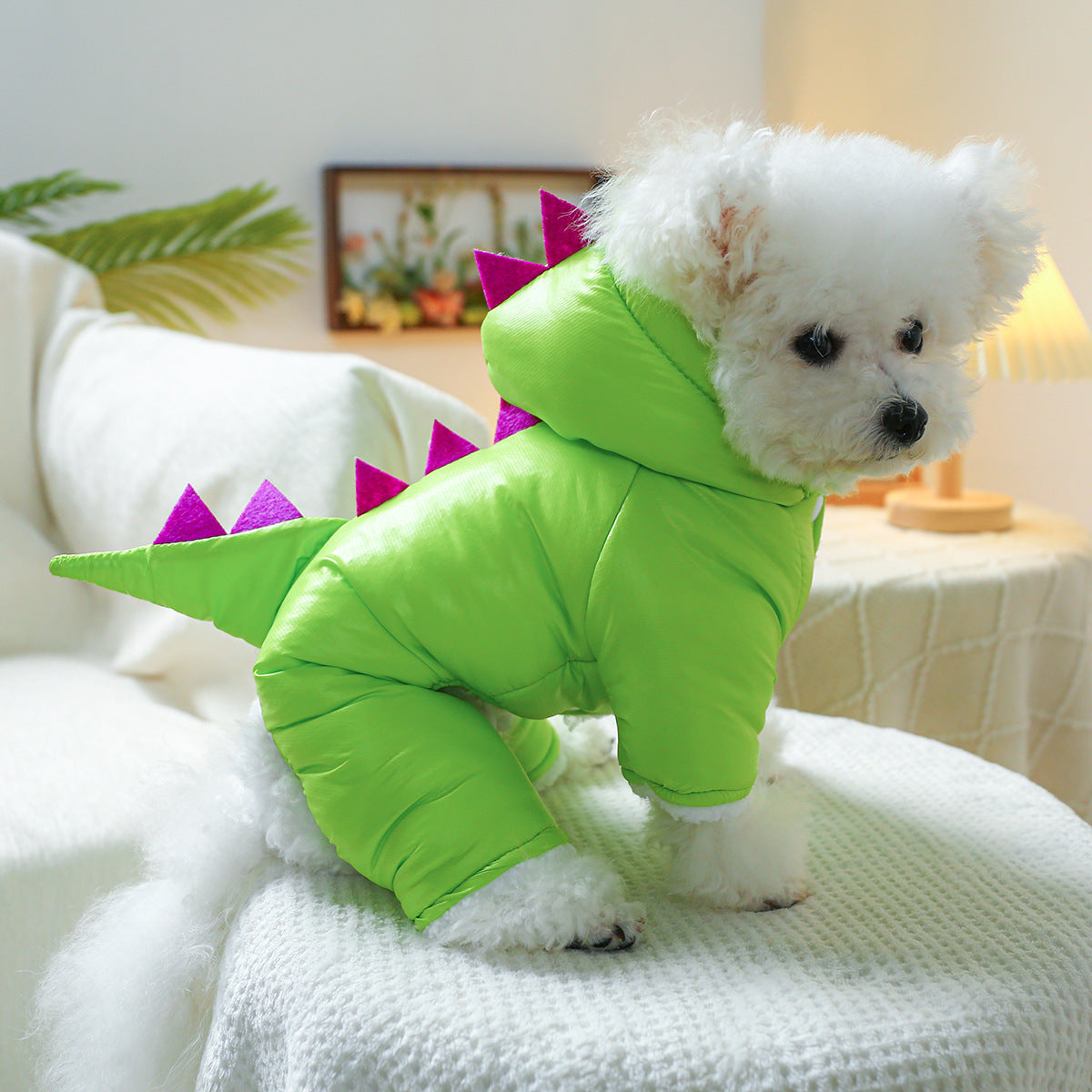Manteau Dinosaure Fluorescent pour Chiens et Chats – Look Hiver Original