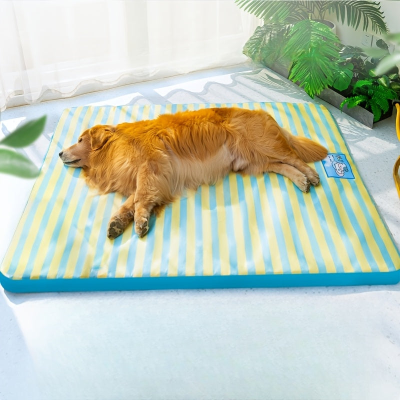 Tapis Rafraîchissant Rayé Été Lavable pour Chien et Chat