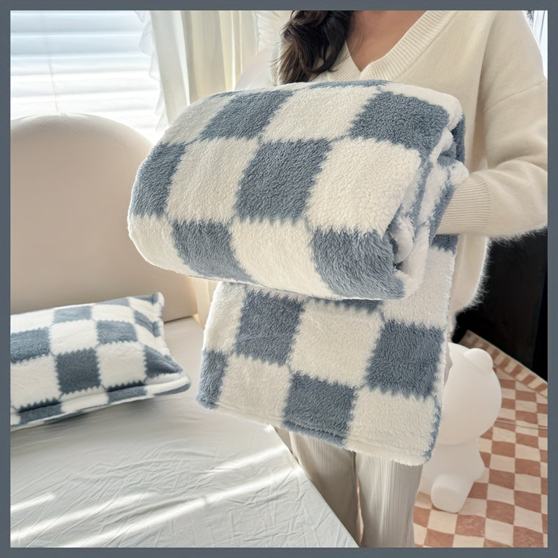 Plaid Flanelle à Carreaux Doux et Épais – Multi-Usages pour Humains et Animaux
