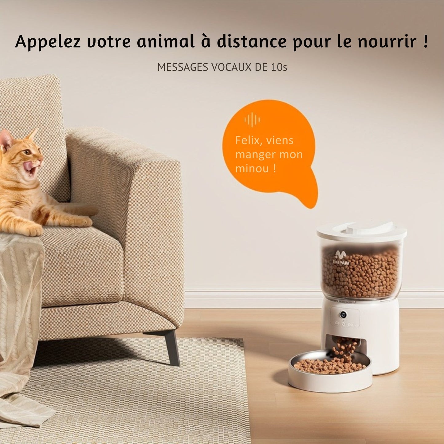 Distributeur 3L connecté pour croquettes Chien & Chat