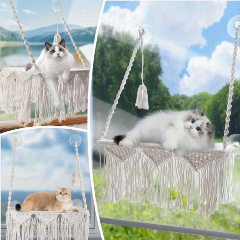 Hamac Macramé Suspendu pour Chats