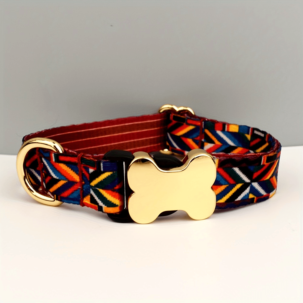 Collier pour Chien à Motif avec Boucle Os Dorée