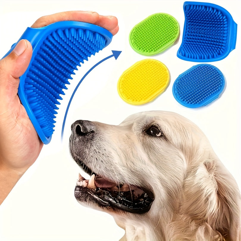 Brosse de Bain Massante en Silicone pour Chiens et Chats – Poignée Ajustable