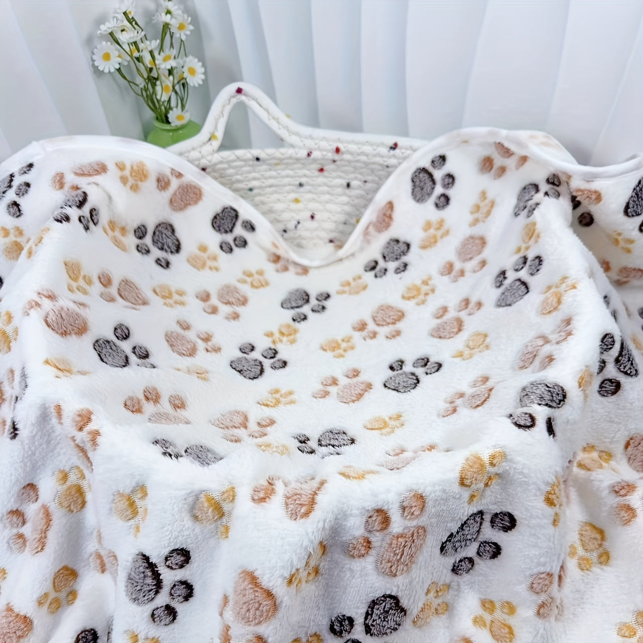 Lot de 3 Couvertures Flanelle à Empreintes pour Chiens et Chats