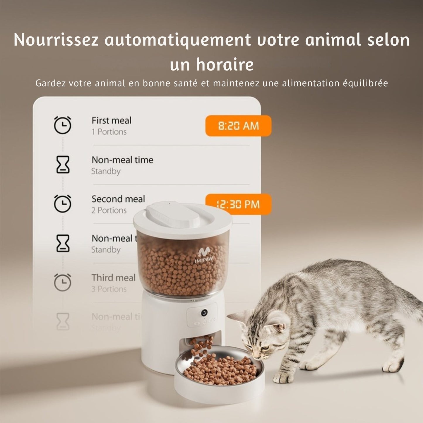Distributeur 3L connecté pour croquettes Chien & Chat