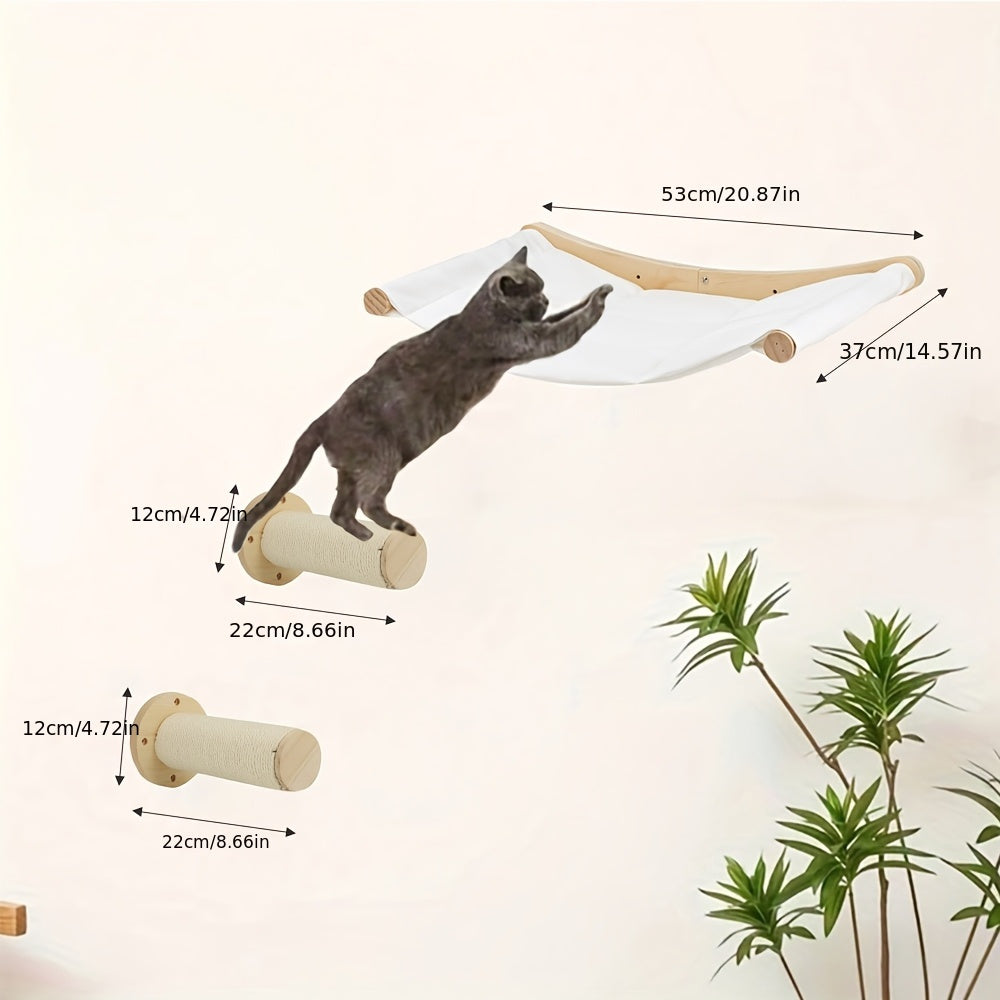 Ensemble Mural pour Chat avec Hamac Double, Pont et Plateformes d’Escalade
