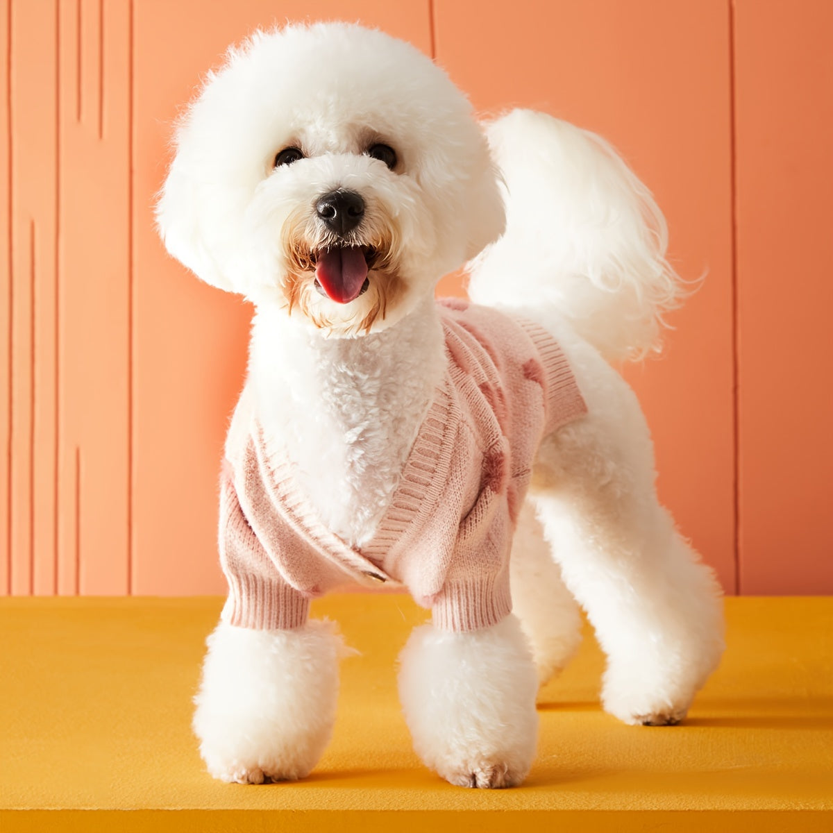 Cardigan Rose à Cœurs pour Chiens et Chats – Tricot Doux Boutonné