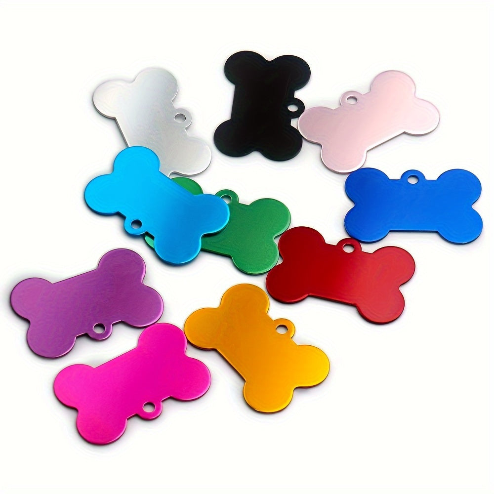 Lot de 10 Médailles os personnalisables en aluminium pour Collier Chien