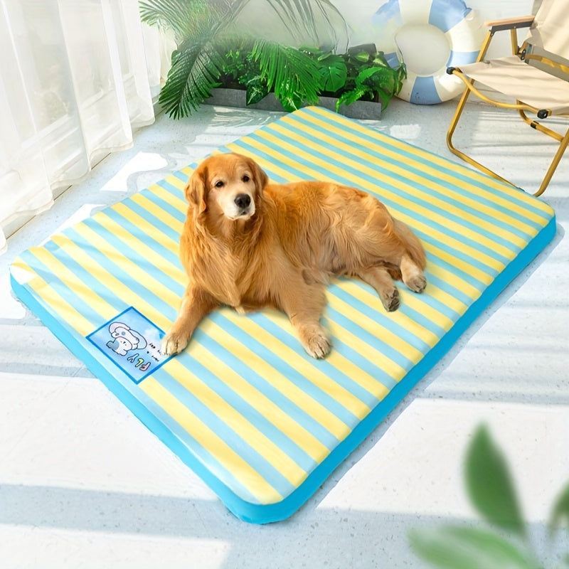 Tapis Rafraîchissant Rayé Été Lavable pour Chien et Chat
