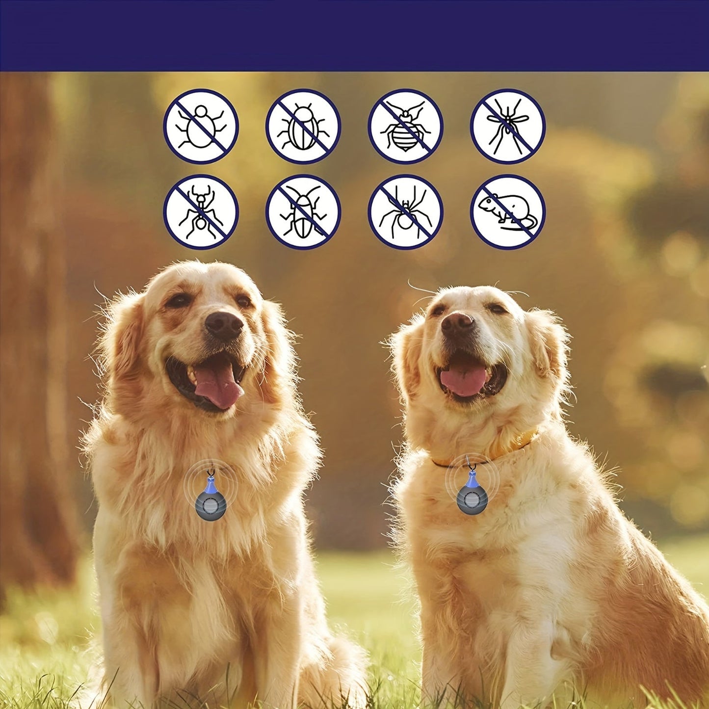 Médaillon Répulsif Ultrason Rechargeable pour Collier Chien