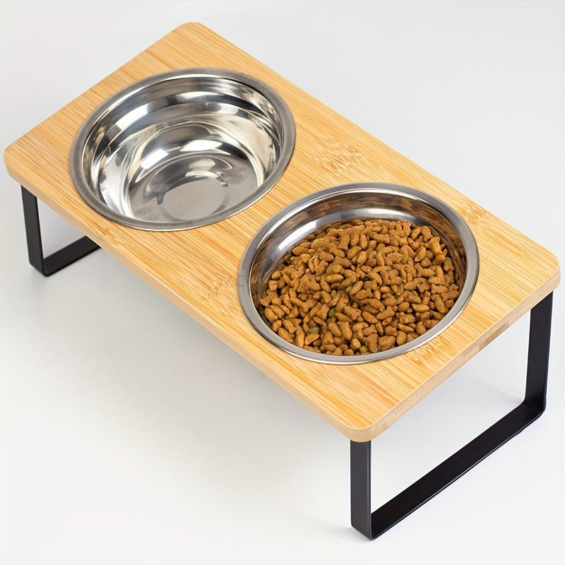 Support Élevé Double ou Triple pour Gamelles – Bois Bambou & Inox