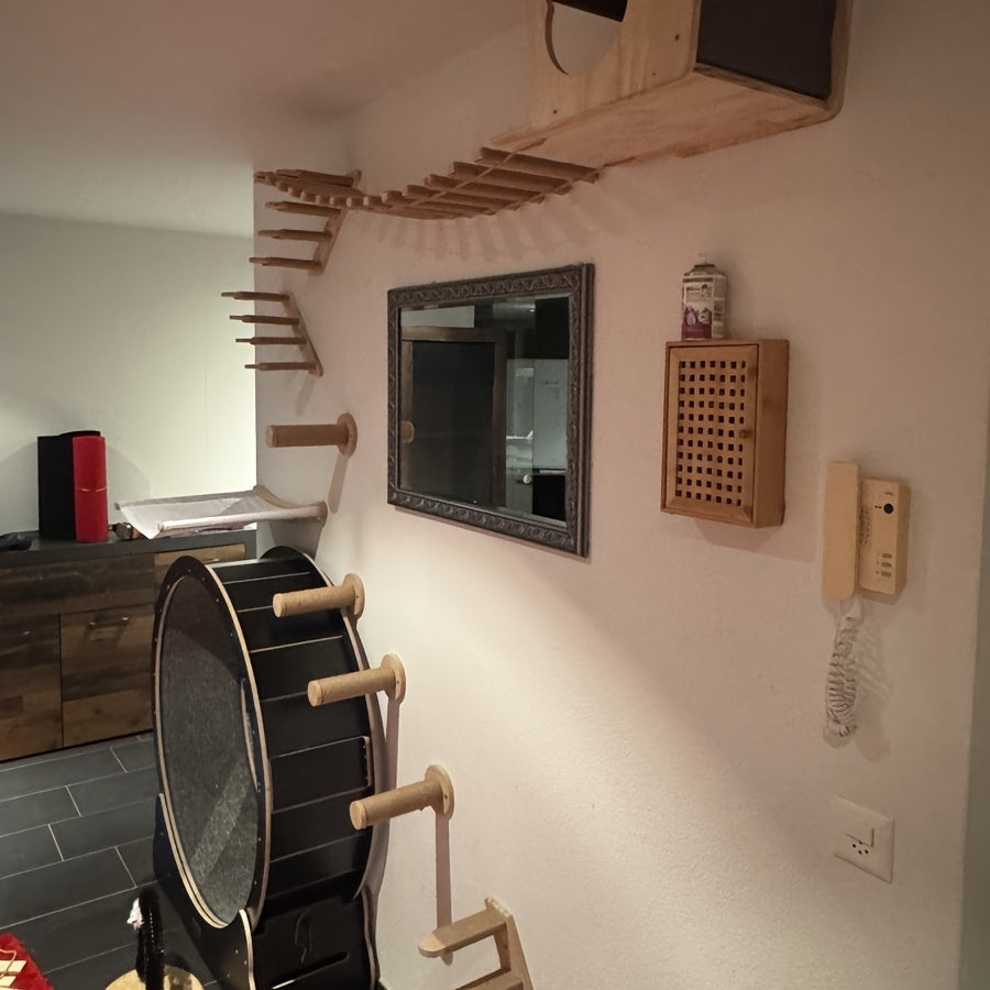 Ensemble Mural pour Chat avec Hamac Double, Pont et Plateformes d’Escalade